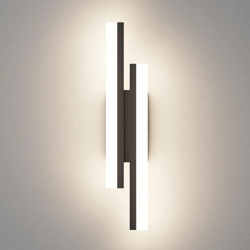 Klighten Indoor LED Wall Light 40 cm, 12 W 850 LM, Mordern Decorative Wall Lamp, Wall Light for Bedroom, Living Room, Staircase, 110-240V, Neutral White 4000K, Black