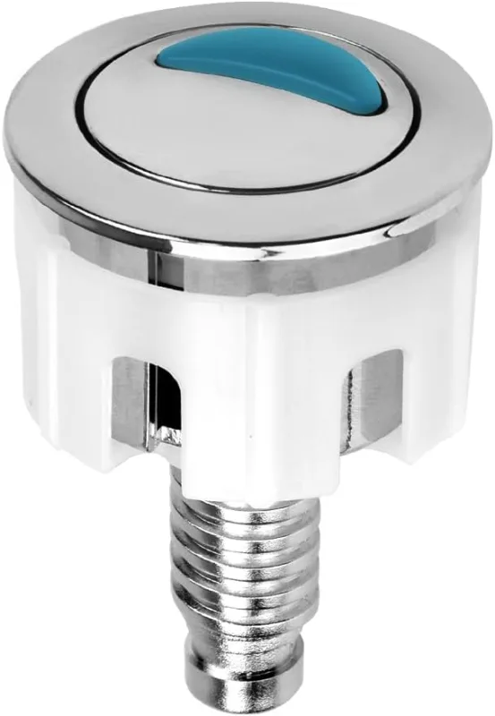 Toilet Button, Double Button Cistern Push Button ABS Chrome Replacement Accessory for Bathroom Installation, Circular Button, ABS Chrome, Replacement Accessory (White/1 Piece)