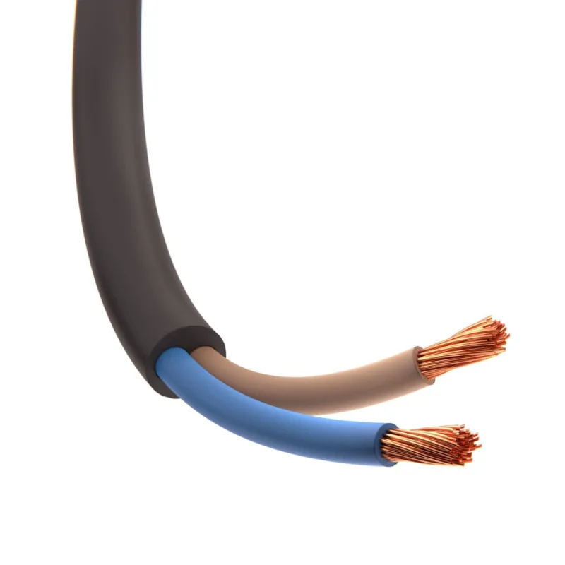 Cable eléctrico redondo bipolar sección 2x1,5mm, color negro | Manguera eléctrica redonda 2x1.5mm² negra 2G1.5 tipo H05VV-F (100 metros)