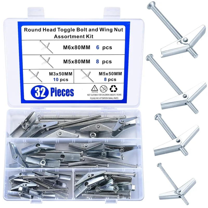 32 Pieces Rocker Plugs for Plasterboard, M3/M5/M6 Tip-over Anchor Fixing, Lever Plugs and Screws for Drywall Hollow Ceiling Wall