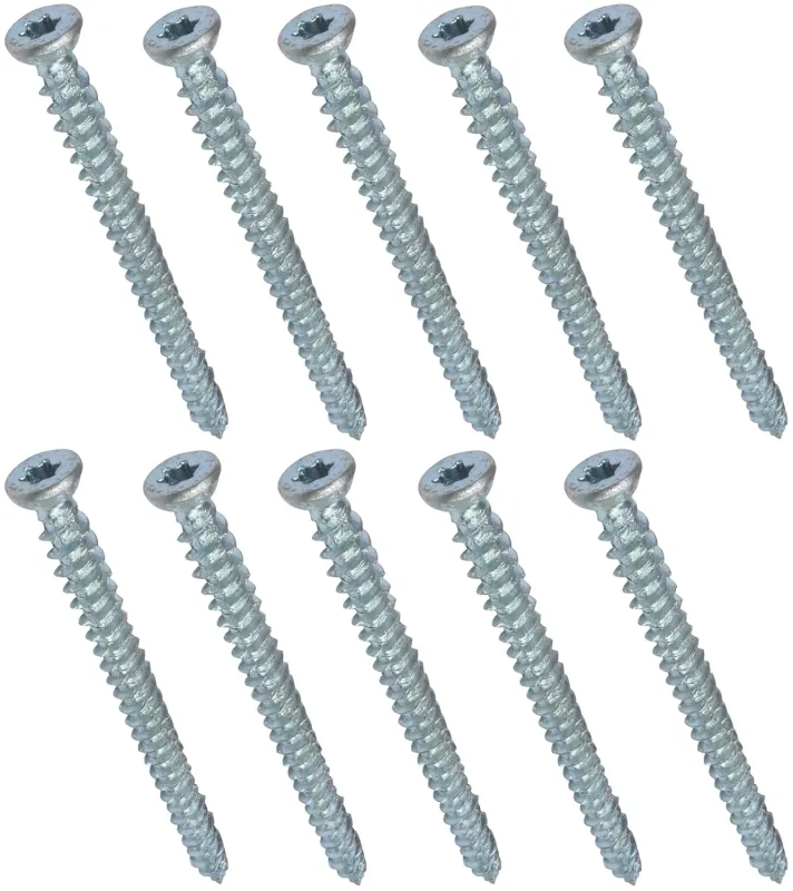 AERZETIX - C48384 - Set of 10 direct anchor screws for concrete Ø7.5x92 mm conical milled head - with star tread T30 - direct fixing without dowels