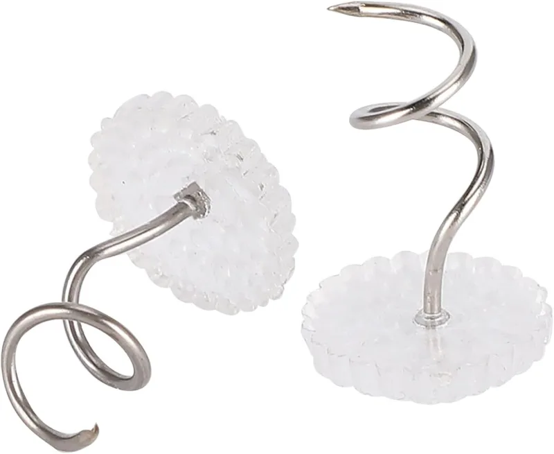 Fdit 100 x Twisted Pins, Fixed Spiral Pins for Sofa, Non-Slip Fixed Spiral Nails for Securing Fabric Covers, Tablecloths and Cushions (100/Box of Screws Nails)