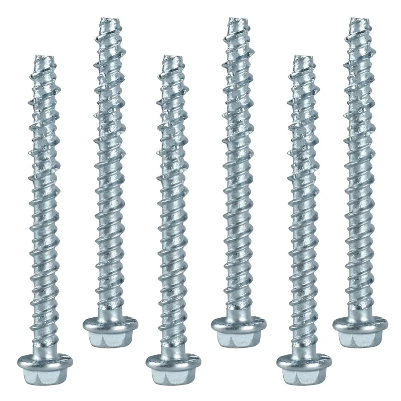 30 Pieces Concrete Screws M6 x 75 mm, Hexagonal Head Screws Set Without Plugs, Galvanized Screws with Washer for Industrial Masonry and Concrete Architecture