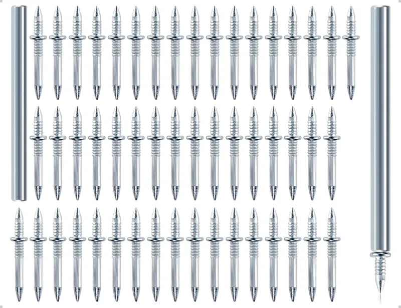 100 Pieces Double Headed Nails, Seamless Wall Skirting Boards Without Trace Nails, Invisible Security Screws with Sleeve Tool, for Home Decoration (26.5mm)