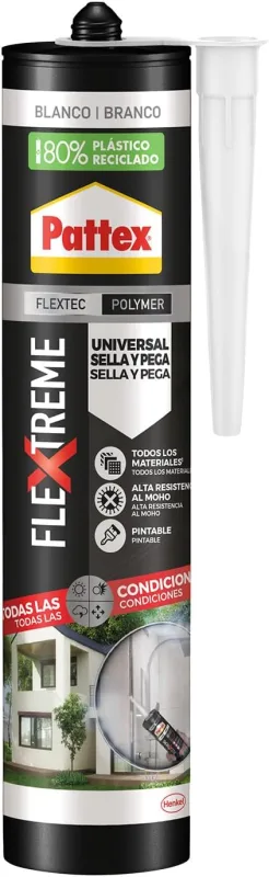 Pattex Flextreme Universal Seal & Stick White (280ml) Polymer Multi-Purpose Sealant Elastic Adhesive with Flextec Technology, Extra Strong Multi-Material Joint Sealant for DIY and DIY