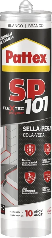 Pattex SP101 Original Interior and Exterior Adhesive Sealant White Polymer Multi-Material Sealant Joint Sealant Cartridge 1 x 280ml