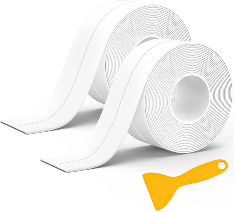 2 Rolls Bathroom Sealing Tape, White Self-adhesive Waterproof Sealing Tape, for Car, Bath, Door, Window, Kitchen Sink (3.8 cm x 3.2 m)