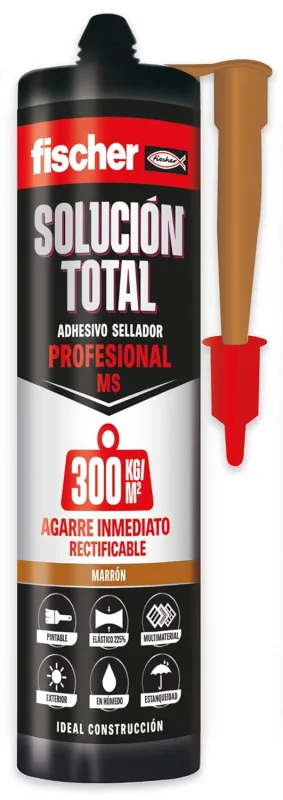 Fischer - MS Professional Sealant Adhesive 300 kg - Brown 290 ml | Paintable Brown Silicone for Joints, Windows and Bathtubs | Water Resistant and Extreme Temperatures