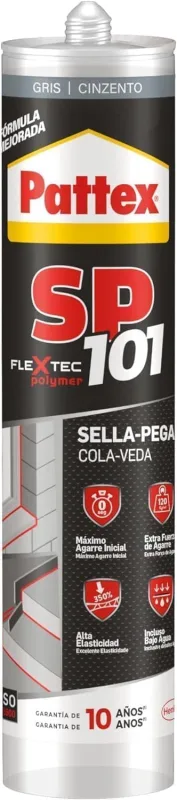 Pattex SP101 Original Interior and Exterior Adhesive Sealant Polymer Grey Multi-Material Sealant Joint Sealant Cartridge 1 x 280ml