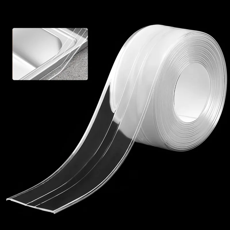 Bathtub Sealing Tape, PVC Waterproof Self-adhesive Tape, Waterproof and Anti-Mould Sealing Tape, Transparent Caulking Strip, Adhesive Tape for Bathroom, Kitchen, Corner (3.8 x 320 cm)