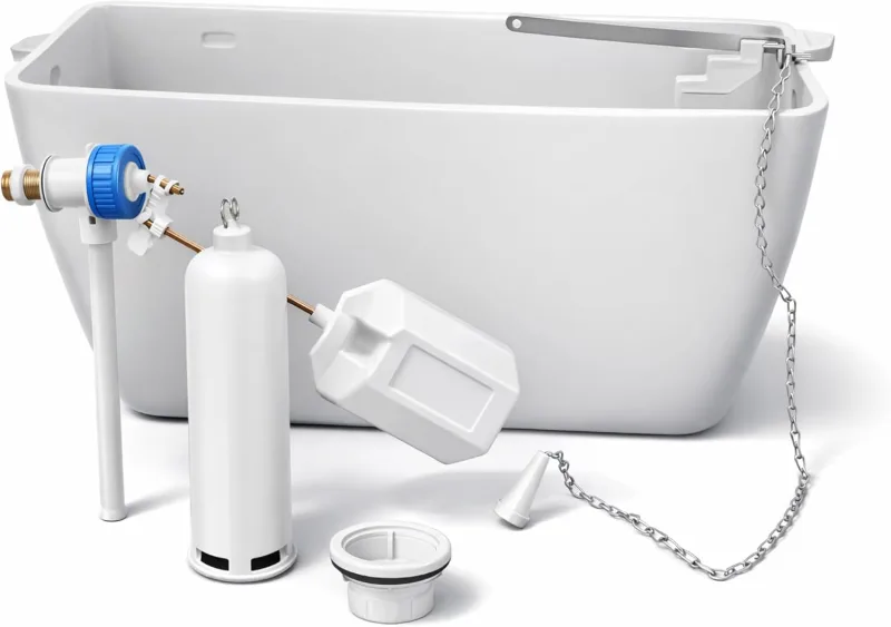 High Cistern for PVC Toilet | Includes Side Float Flush Mechanism and Chain | New Installation or Replacement | Sturdy and Easy to Assemble FLUVIA