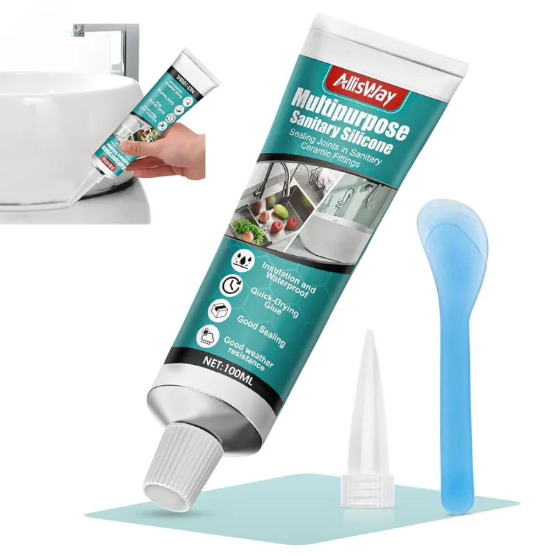 Transparent Silicone Bathroom Sealant Waterproof Transparent Silicone Bathroom Suitable for Kitchen, Bathroom, Bathtub, Toilet, Washbasin, Waterproof Protection, 100 ml