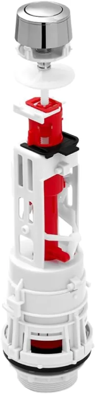 Universal Toilet Flush Mechanism – Toilet Valve with Interchangeable Push Button, Water Saving and Flush Control, Compatible with Standard Cisterns, Easy Installation FLUVIA