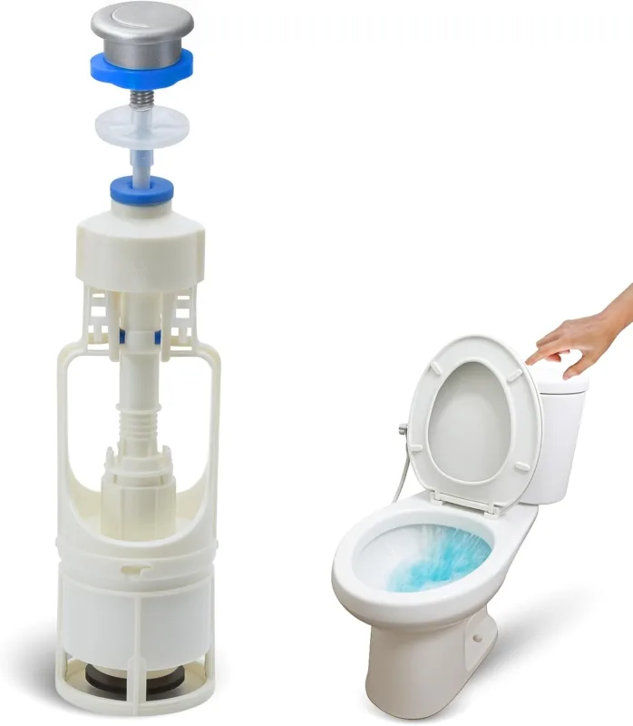 Toilet Flush Mechanism, Toilet Flush Valve, Universal WC Discharger, Suitable for Any Standard Cistern with Interchangeable Flush Push Button to Save Water, Interruptable
