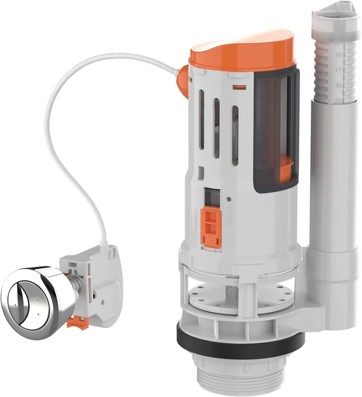 Ibergrif, M20522 Toilet Cistern Flush Mechanism, with Cable and Two Chrome Pushbuttons, Suitable for 2 Inch Toilet Tanks (Φ59-61MM)