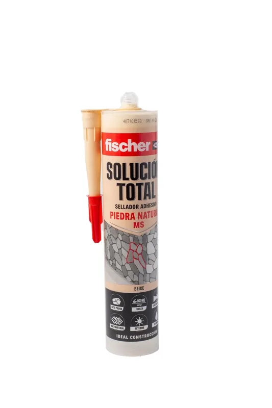 fischer - Total Natural Stone Solution | Permanent Elasticity and Fast Curing | Use in Facades and Sanitary Joints | Resistant to Mold and Weather | 290ml | Beige