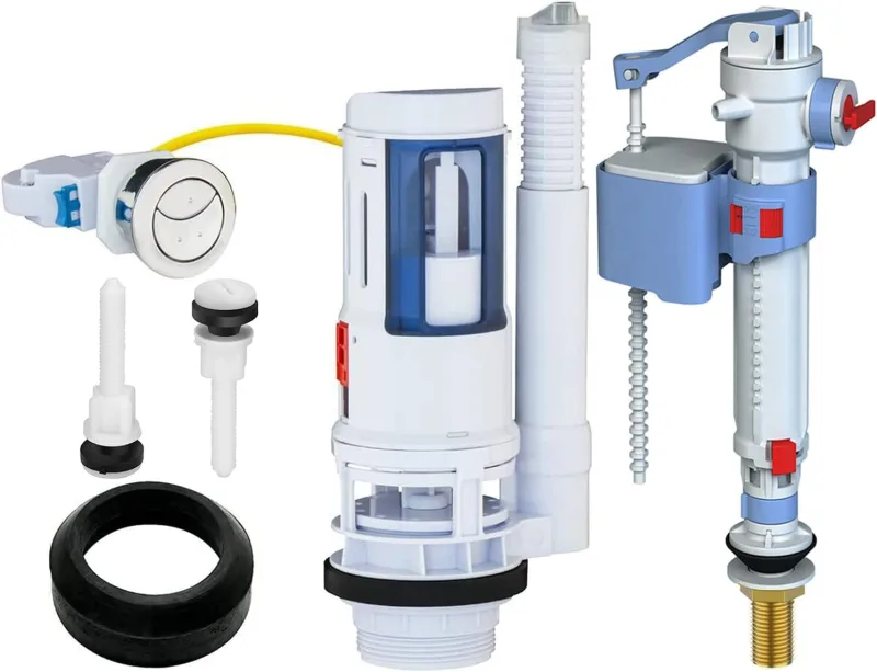 Universal Toilet Cistern Flush Mechanism,Filling Valve for Toilet Supply Side,Cable Mechanism for Double Toilet,with Cable,Two Buttons,Easy Install