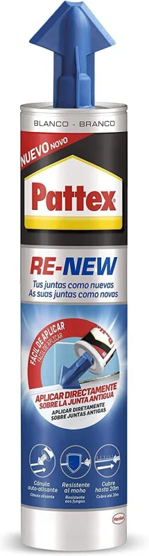 Pattex RE-NEW Cartridge White Silicone Sanitary Sealant Joint Whitening for Bathrooms Universal Waterproof Sealant with Triple Mildew Resistance, 1 x 280ml