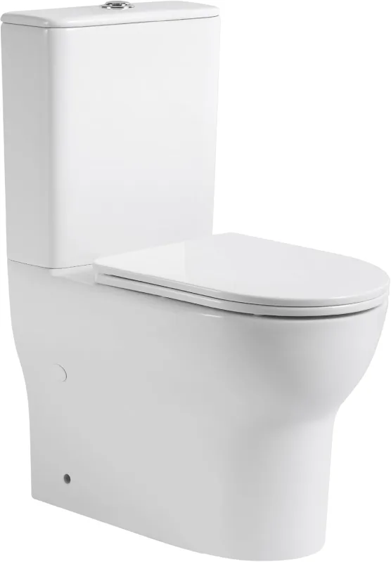 BAIKAL Ceramic toilet T2. Compact floor toilet with Rimless system and monoblock cistern with double flush mechanism. complete sanitary with dual outlet and seat with damped fall.