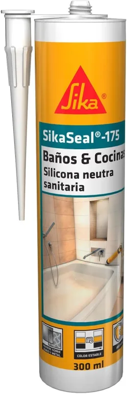 SIKA - Sanitary neutral silicone - SikaSeal 175 Bathrooms & Kitchens - Transparent - Anti-mould silicone sealant for sanitary applications - Very low odor - 300 ml