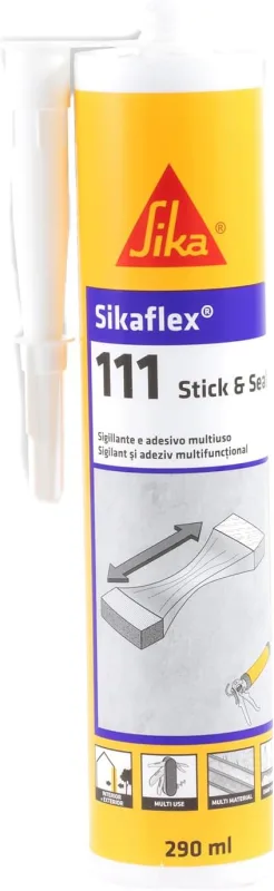 SIKA - Flexible adhesive and sealant - Sikaflex-111 Stick & Seal - Brown - Multipurpose putty - Multiple support - Indoor and outdoor - Wet surfaces - 290 ml