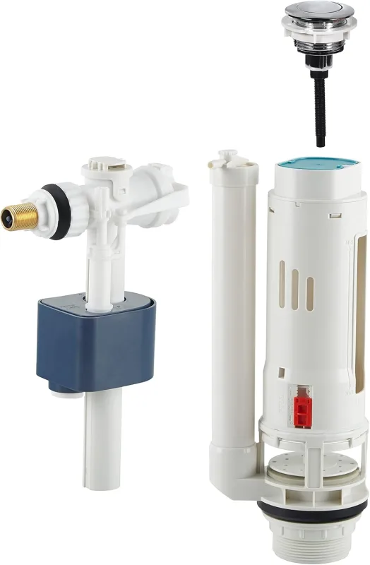 Cistern Set with Float Valve + Toilet Mechanism with Push Button | Complete Flush System | Compatible and Easy to Install | NOYON & THIEBAULT