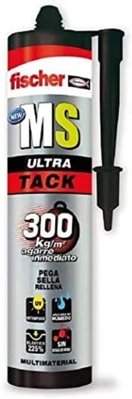 FISCHER, MS Ultra Tack White Polymer Silicone Sealant Adhesive for Filling Cracks, Seals, Bathtub, Windows and Strong Glue (290ml)