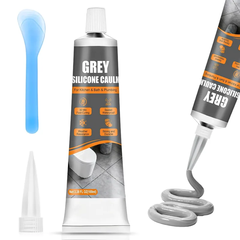 ALLONY Grey Silicone, Bathroom Silicone, Crack Sealant, Seal of Joints and Versatile Adhesive, Durable Flexible, Indoor Exterior, Neutral Silicones for Sealing Joints in Bathrooms, Showers, Kitchens