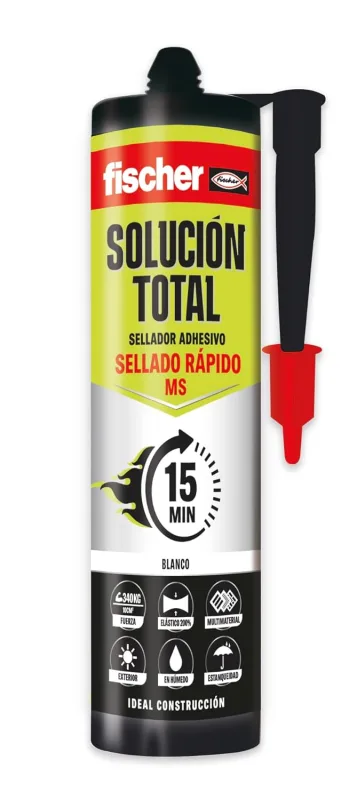 fischer - Total Quick Sealing Solution | High Strength and Permanent Elasticity | Suitable for Stone, Concrete, Wood and Metal | Fast Curing and Vibration Resistant | 290 ml | White