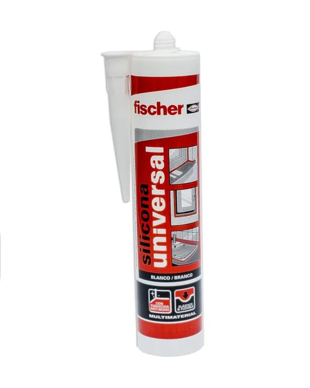 fischer Universal Silicone White 300ml | Professional Sealant for Non-Porous Surfaces | High Adhesion and Quick Drying | Anti-Mould and Waterproof Protection | Indoor and Outdoor Use