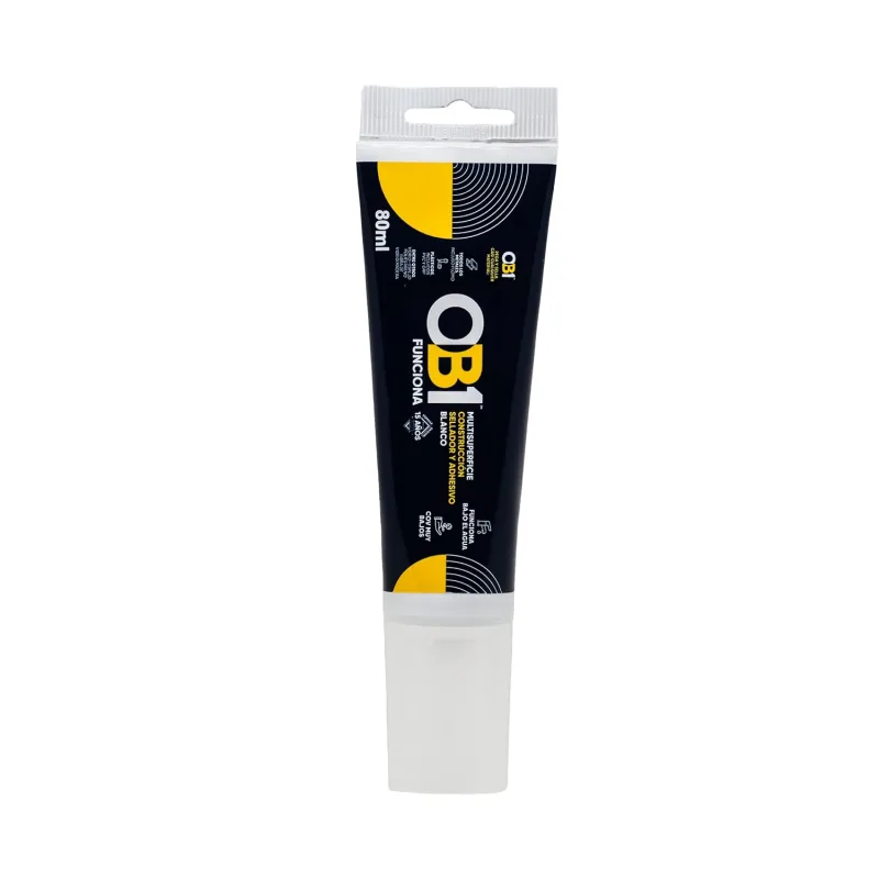 OB1 Multi-surface adhesive sealant white in 80 ml format with built-in applicator and easy to apply in tight spaces and works even under water