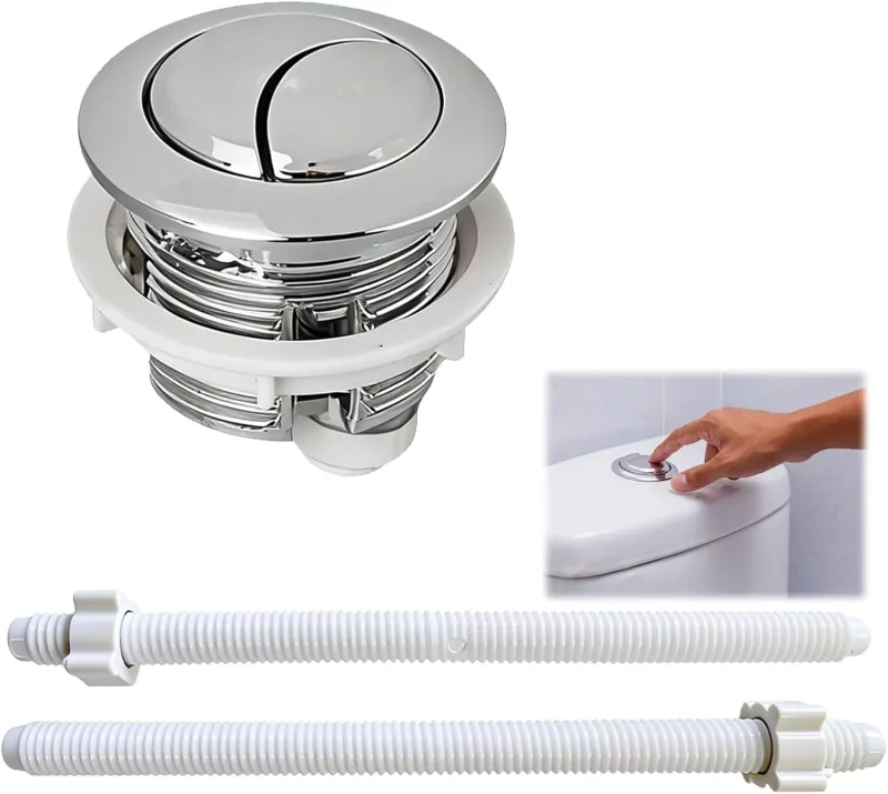 Cistern Push Button, Universal Rock Cistern Button for Double Flush Toilets, Sturdy and Durable Bathroom Accessory, Easy and Quick Installation, Includes 2 Control Levers
