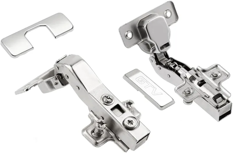 GTV HCKT 45 Angled Hinge with Soft Close, Hydraulic Fittings for Corner Furniture, 3D Fitting, Clip-on Mount, 35 mm Cap, Nickel Plated Steel