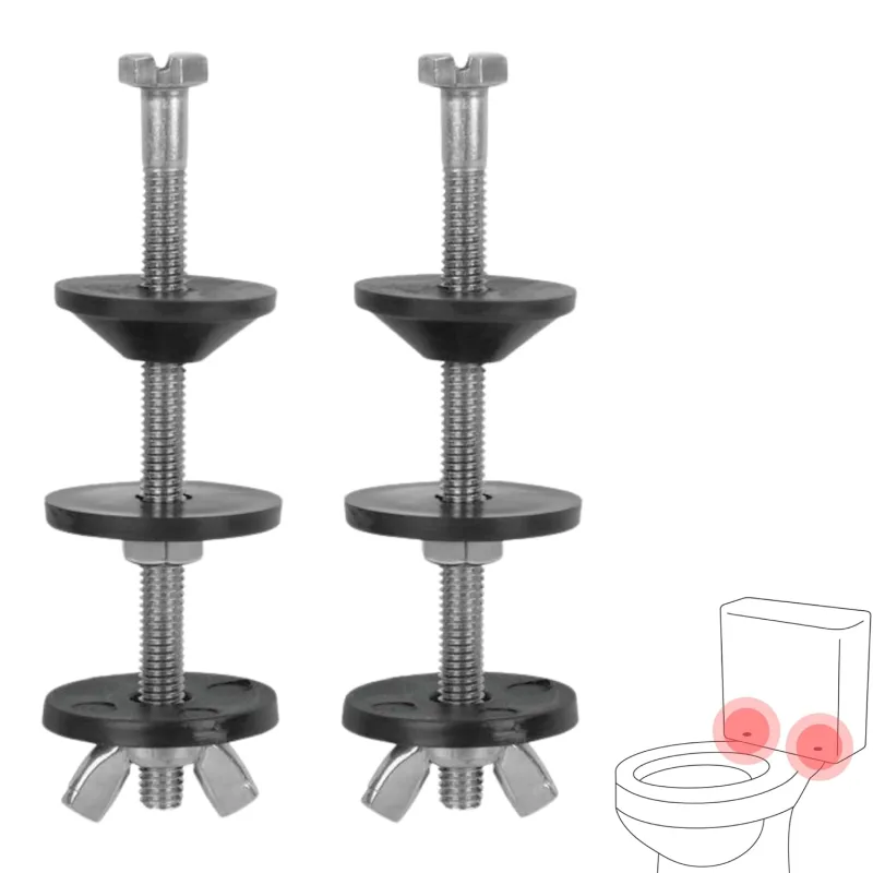 Universal Cistern Screws Kit M6×90 — Set Of 2 Stainless Steel Screws With Washers, Gaskets And Screws — Safe And Waterproof Toilet Cup/Toilet Fixing