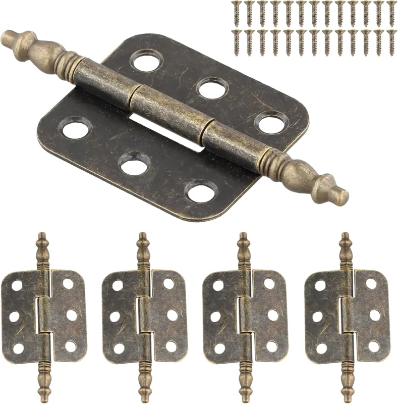 Set of 4 Antique Wardrobe Hinges, Small Wooden Doors, Decorative Furniture Hardware, Retro Bronze Style, 70 mm