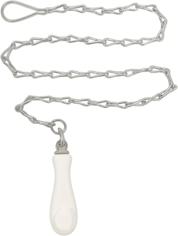 White Ceramic Pull Oval Mesh Chain for Tall Toilet Cistern by HYDRO HOME