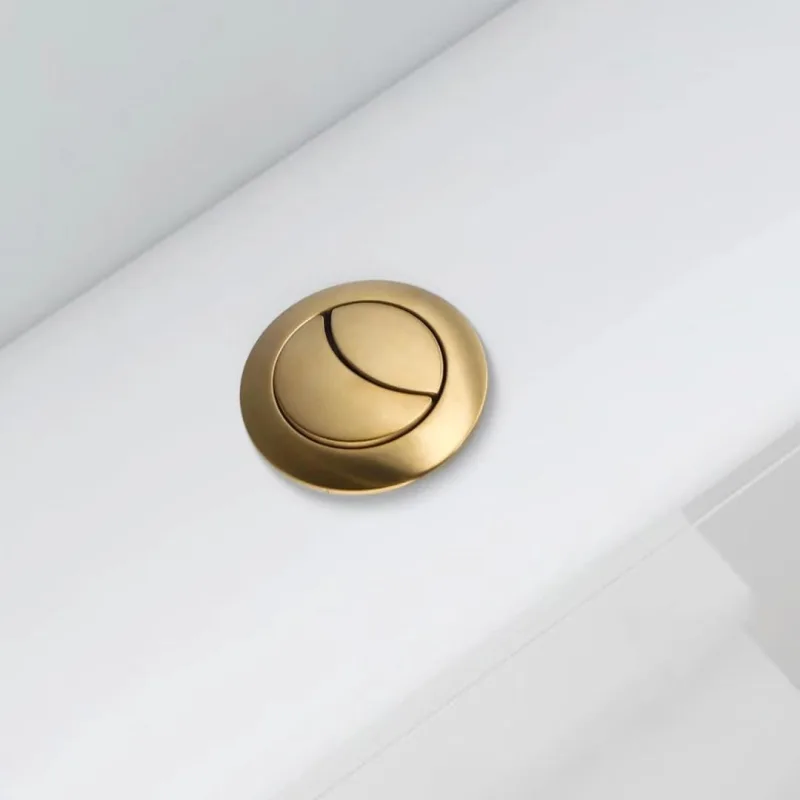 Brushed Brass Toilet Flush Button, 38mm Cistern Hole, Adjustable Spindles up to 125mm, Top or Front Mount, Smooth Action, ABS Button with Secure Back Nut for