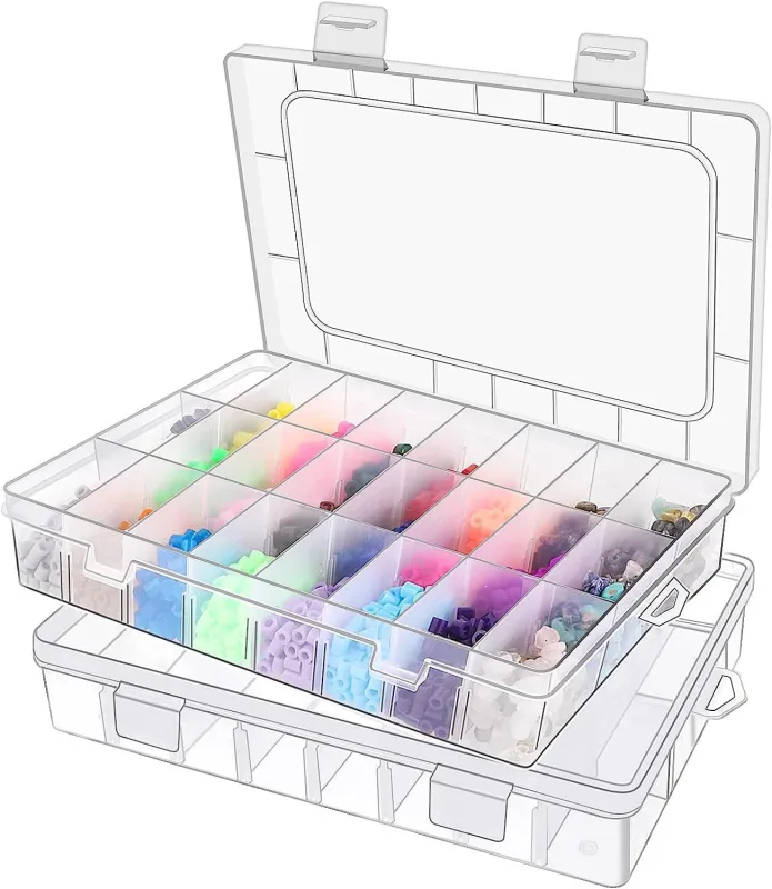 24 Cajas Clasificadoras para Piezas Pequeñas - Juego de 2 Organizadores de Plástico Transparente para Joyas