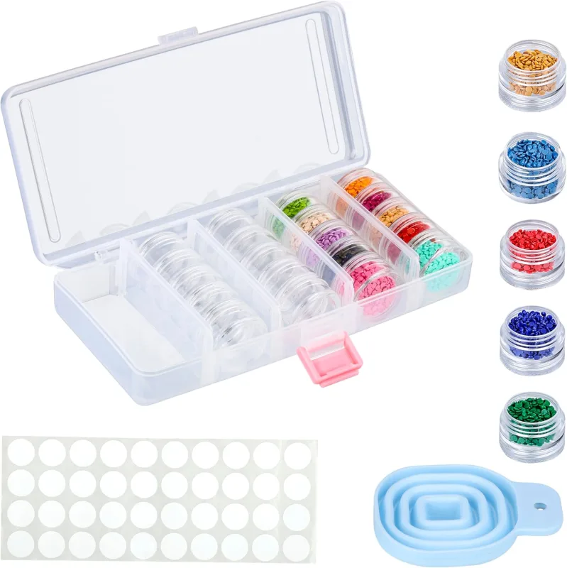 Kurtzy Transparent Organizer Box – Plastic Organizer with 25 x Removable Small Boxes for Diamond Painting and Beads – for Storage of Beads and Screws