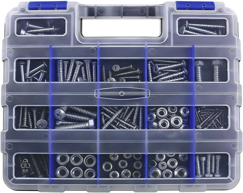 organizadora de tornillos, múltiples compartimentos, cajas de almacenamiento, separadores de sección ajustables, organizadores de herramientas portátiles, estuche de clasificación flexible