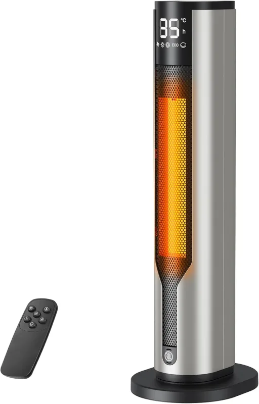 Low Consumption Heater 2000W, Portable Bathroom Heater, 70° Oscillating Electric Stove, PTC Ceramic Heater with Remote Control, 3 Modes, 12h Timer, Double Safety Protection