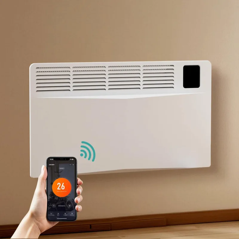 EMKE Smart Electric Radiator 2000W White – Convectors with WiFi and App Control, Low Consumption Electric Heating, Wall or Floor Mount, 755×420×80 mm