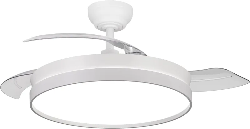 NARVI - Ceiling Fan NANTES Ø 50 cm | Remote Control | 3 Transparent Blades | Adjustable LED Lighting 45W | Efficient DC Motor | Winter/Summer Function | White