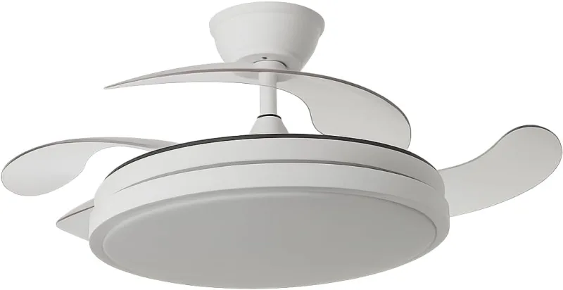 ABRILA TODOLAMPARA Ceiling fan with LED light DC motor SCORPION White Retractable Blades 107D