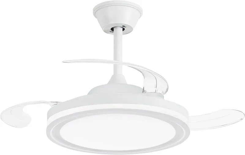 NARVI - Ceiling Fan JAMAICA 8941 WH | Remote Control | 3 Transparent Blades | Adjustable LED Lighting 45W | Efficient DC Motor | Winter/Summer Function | White