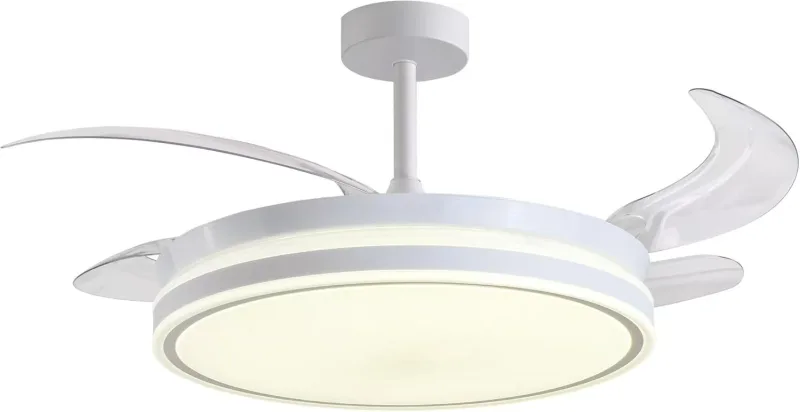 BEL AIR HOME Ceiling fan ATENAS white, silent DC motor, retractable blades, LED light 36W 3 temperatures, remote control, winter mode, modern