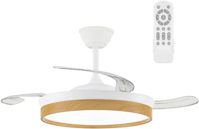 wonderlamp - Silent Ceiling Fan with Retractable Blades, Ceiling Fan with Light Cosmatos 45W CCT Dim 3000-4000 - 5000K, 4400lm