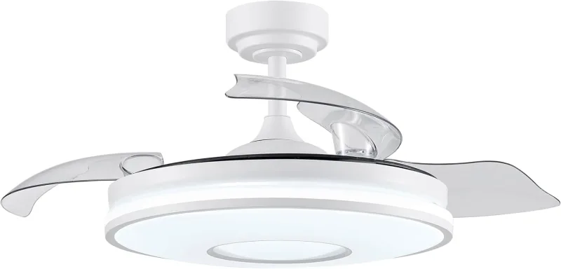 FABRILAMP TODOLAMPARA – CEILING FAN DC LED LIGHT DANI WHITE PULL-OUT BLADES 108D 6 SPEEDS REMOTE+TIME+MEMORY
