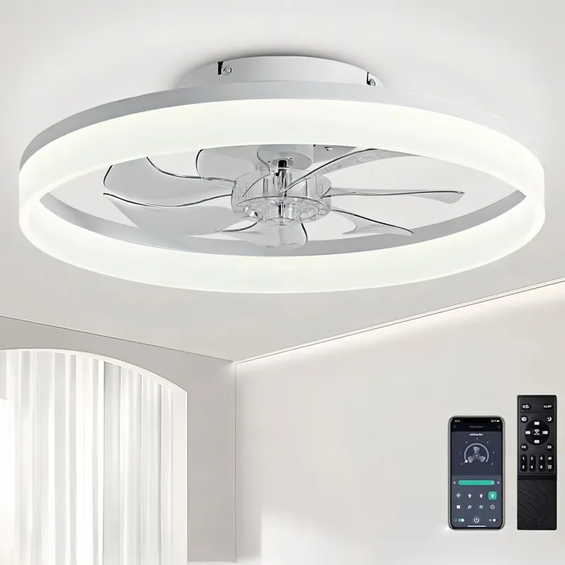50cm Ceiling Fan 48W with Lighting and Remote Control LED Dimmable Ceiling Fan with Light 6 Speeds Ceiling Fans Bedroom Kitchen Dining Room