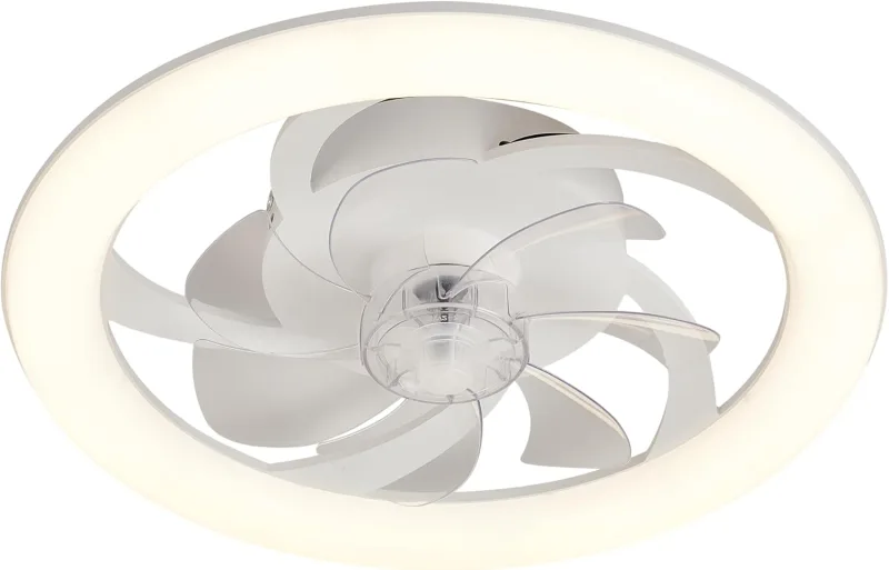 DUPI Ceiling Fan with LED Light TURBO AIR | Silent DC Motor 13W | 6 Speeds | Remote Control and App | Dimmable Light 3000K-6500K | Winter/Summer Mode | PVC | White